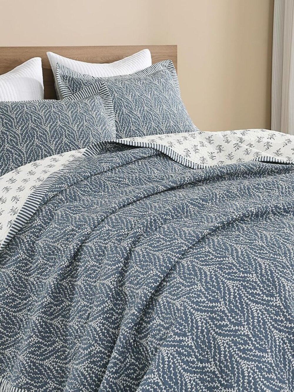 Cotton Quilts Queen Size - 100% Cotton Queen Comforter Set, Botanical Quilt Bedd
